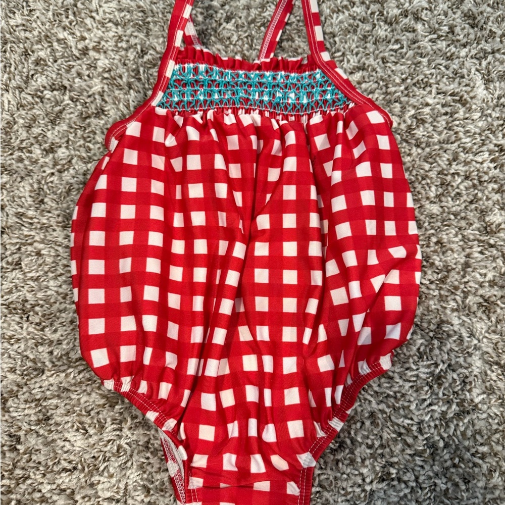 Cat & Jack Red and White Checkered bathing suit